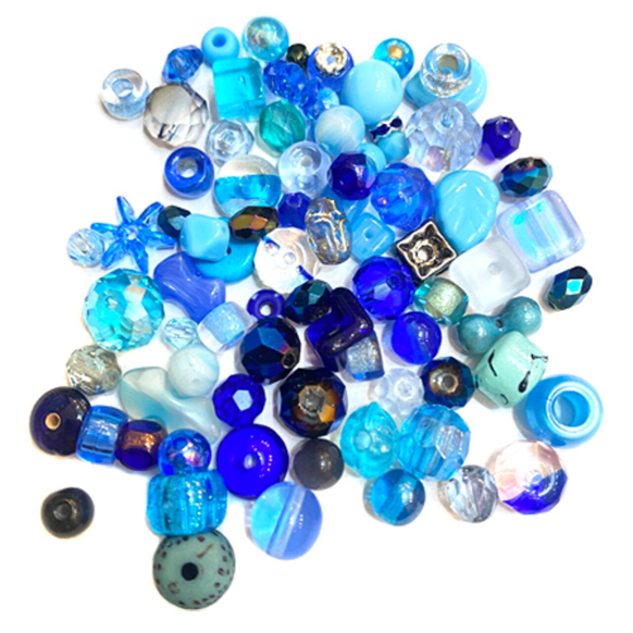 Bulk Mix of Vintage & New Glass Beads ~ Cool Mix (50g) (B539)